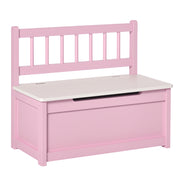 Qaba 2-in-1 Kids Toy Box Storage Organizer Chest Cabinet Chunk Cube with Safety Pneumatic Rod, Pink-Toys & Games > Toddler & Kids Furniture > Baby & Kids Storage-DECOROLALA