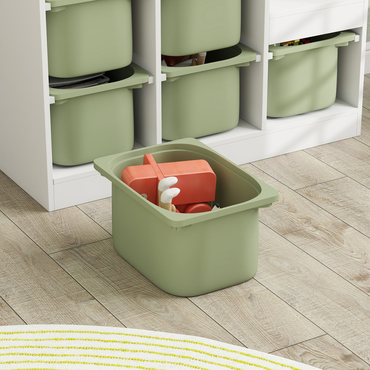 Qaba 3-Layer Kids Toy Storage Organizer with 6 Bins - Green-Toys & Games > Toddler & Kids Furniture > Baby & Kids Storage-DECOROLALA