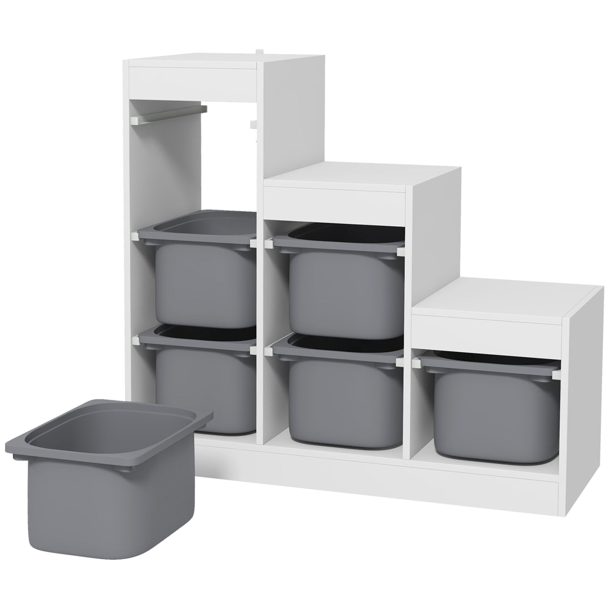 Qaba 3-Layer Kids Toy Storage Organizer with 6 Bins - Grey-Toys & Games > Toddler & Kids Furniture > Baby & Kids Storage-DECOROLALA