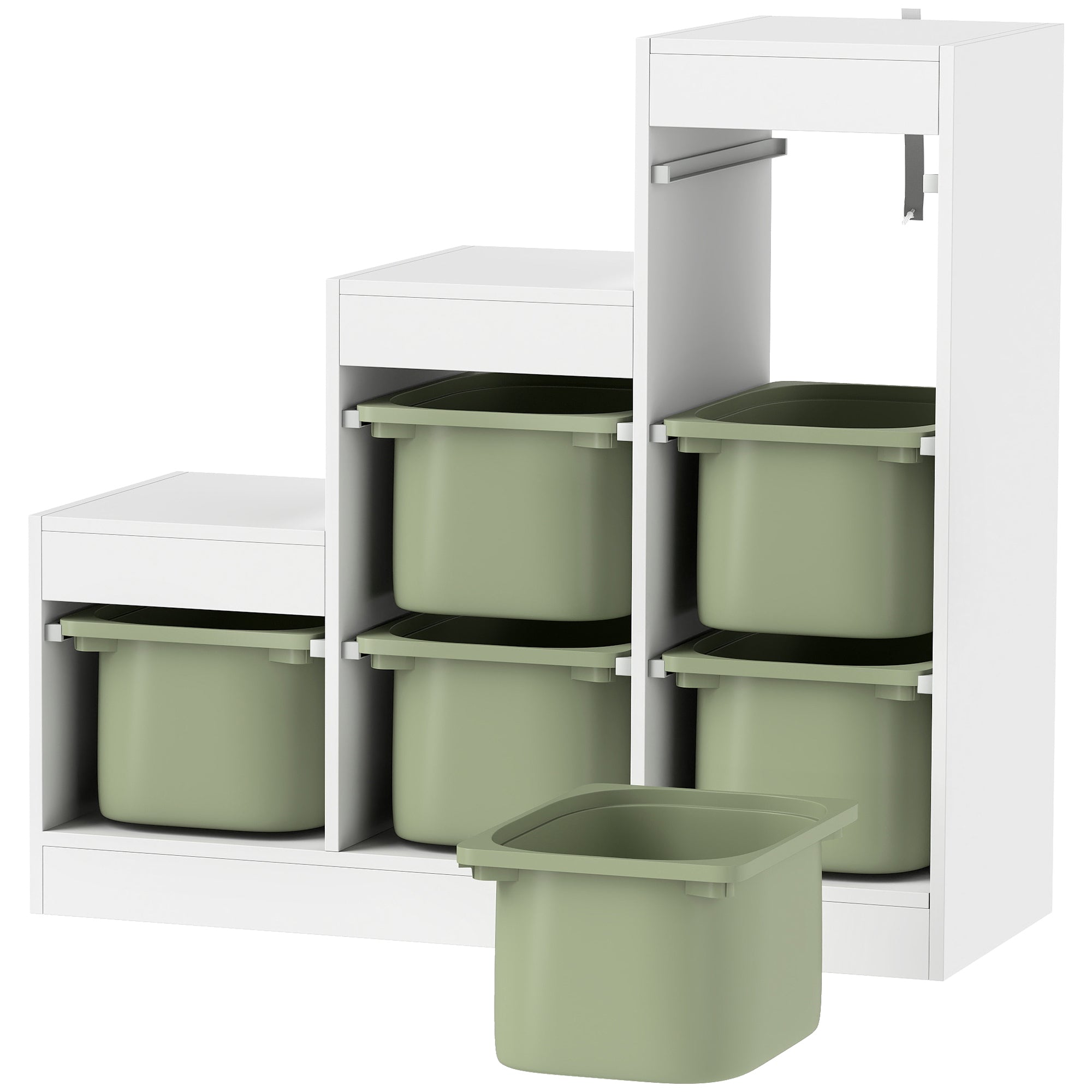 Qaba 3 Layers Toy Storage Organizer Kids Bookshelf Children Toy Storage w/ 6 Plastic Bins, Green-Toys & Games > Toddler & Kids Furniture > Baby & Kids Storage-DECOROLALA