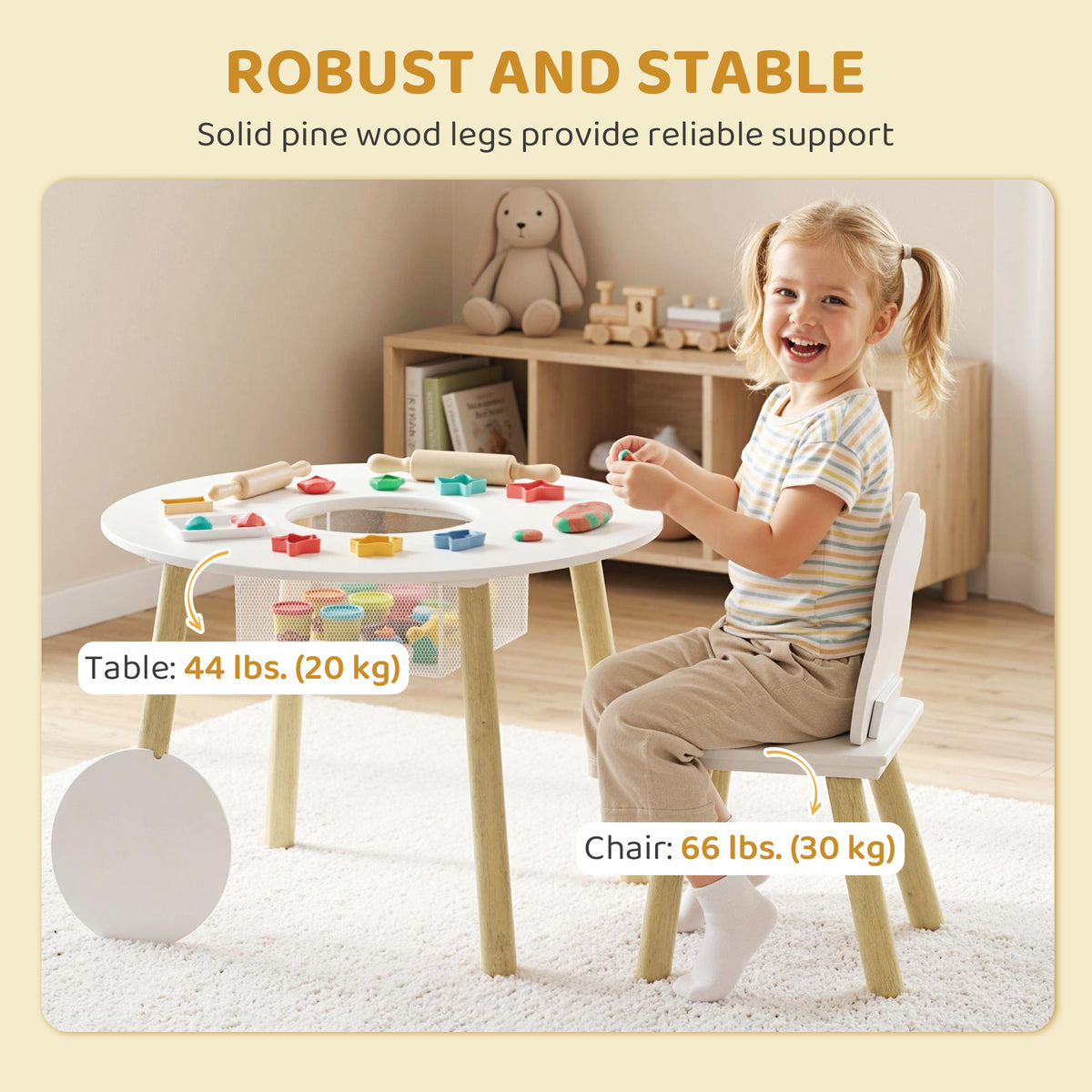 Qaba 3-Piece Kids Table and Chair Set - White Cloud Design-Toys & Games > Toddler & Kids Furniture > Kids Table Sets-DECOROLALA