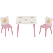 Qaba 3-Piece Kids Table and Chair Set with Star Pattern for Boys and Girls Aged 3-8, Bedroom, Nursery, Playroom, Pink-Toys & Games > Toddler & Kids Furniture > Kids Table Sets-DECOROLALA