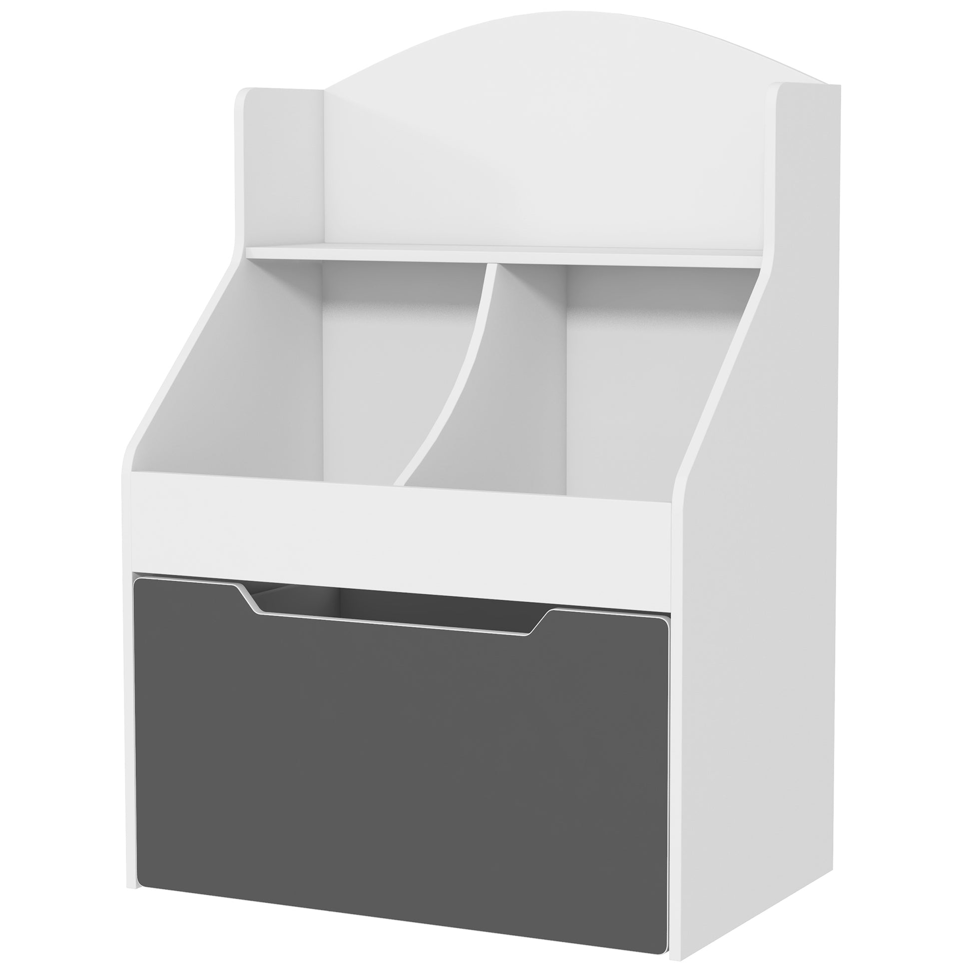 Qaba 3 Tier Kids Bookcase with Drawer, 2 Storage Compartment, for Nursery, Playroom, Bedroom, Classroom, White-Toys & Games > Toddler & Kids Furniture > Baby & Kids Storage-DECOROLALA