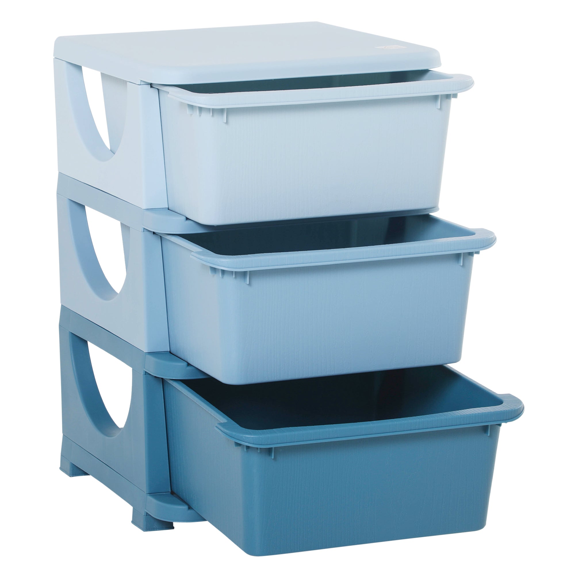 Qaba 3 Tier Kids Toy Organizer and Storage Bins with 3 Plastic Drawers, Blue-Toys & Games > Toddler & Kids Furniture > Baby & Kids Storage-DECOROLALA