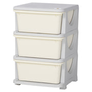 Qaba 3 Tier Kids Toy Organizer and Storage Bins with 3 Plastic Drawers, Cream White-Toys & Games > Toddler & Kids Furniture > Baby & Kids Storage-DECOROLALA