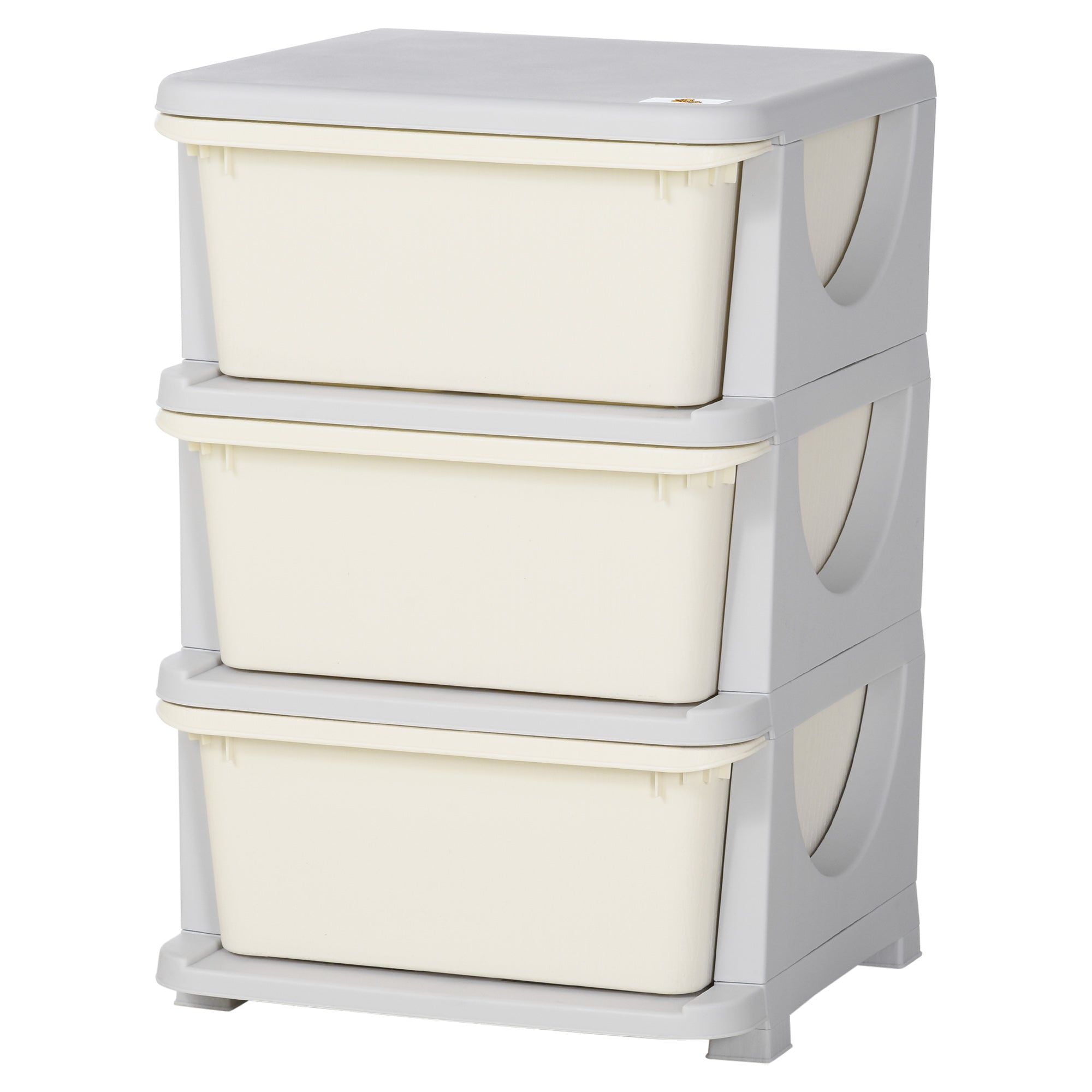 Qaba 3 Tier Kids Toy Organizer and Storage Bins with 3 Plastic Drawers, Cream White-Toys & Games > Toddler & Kids Furniture > Baby & Kids Storage-DECOROLALA