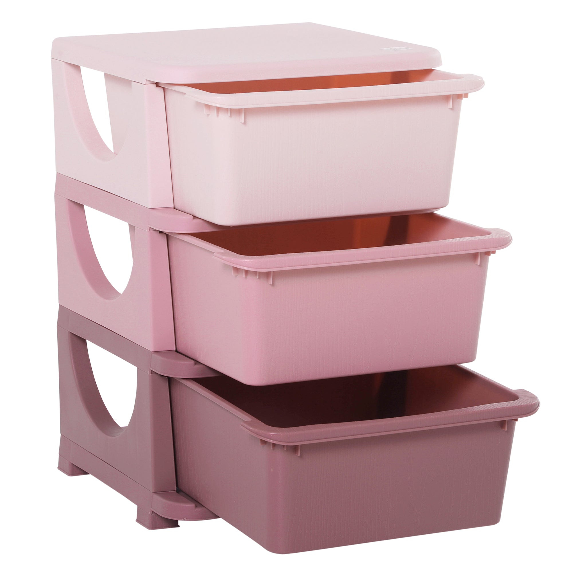 Qaba 3 Tier Kids Toy Organizer and Storage Bins with 3 Plastic Drawers, Pink-Toys & Games > Toddler & Kids Furniture > Baby & Kids Storage-DECOROLALA