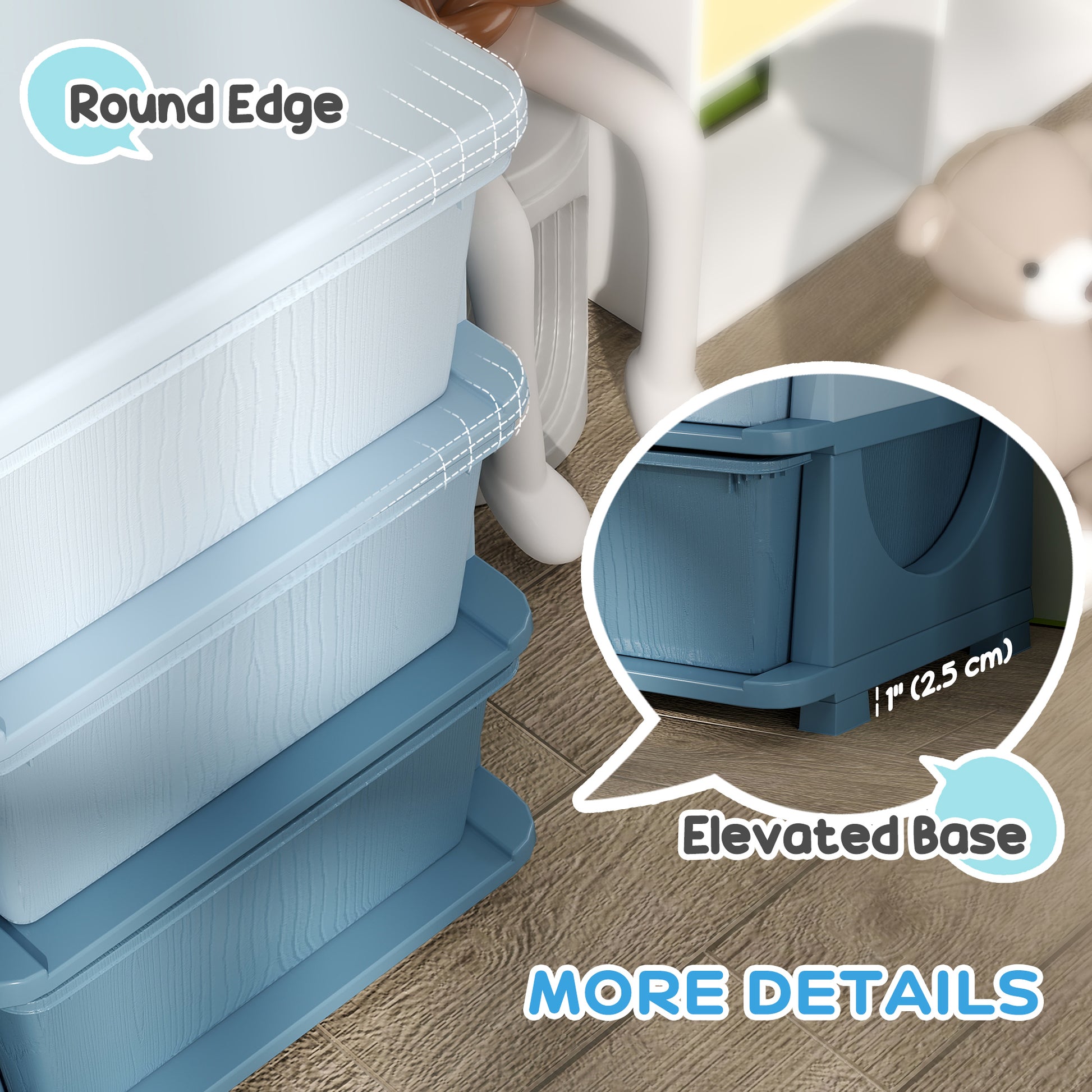 Qaba 3 Tier Kids Toy Organizer and Storage Bins with 6 Plastic Drawers, Blue-Toys & Games > Toddler & Kids Furniture > Baby & Kids Storage-DECOROLALA