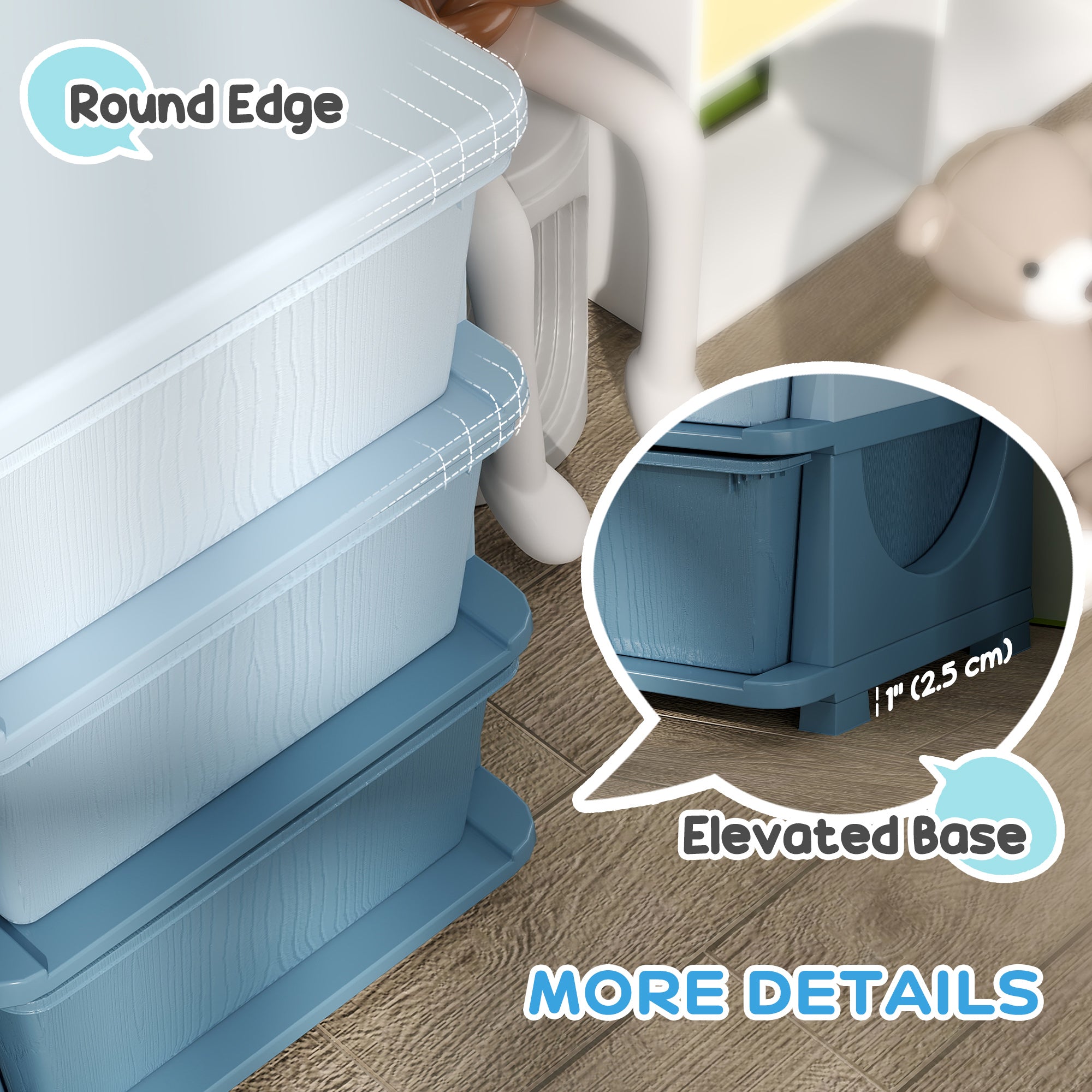 Qaba 3 Tier Kids Toy Organizer and Storage Bins with 6 Plastic Drawers, Blue-Toys & Games > Toddler & Kids Furniture > Baby & Kids Storage-DECOROLALA