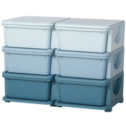 Qaba 3 Tier Kids Toy Organizer and Storage Bins with 6 Plastic Drawers, Blue-Toys & Games > Toddler & Kids Furniture > Baby & Kids Storage-DECOROLALA