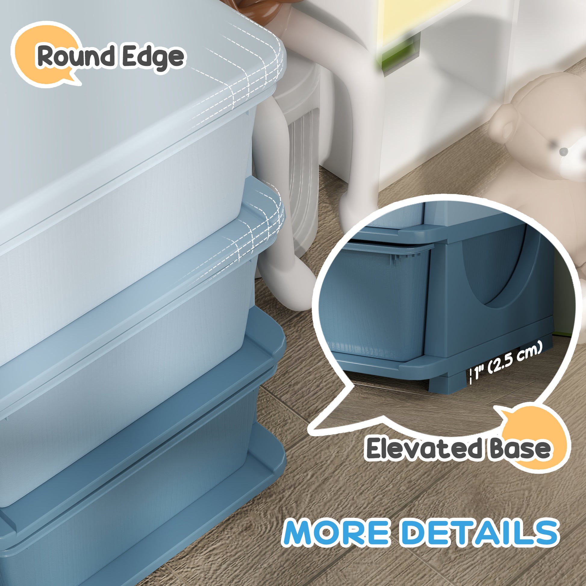 Qaba 3 Tier Kids Toy Organizer and Storage Bins with 9 Plastic Drawers, Blue-Toys & Games > Toddler & Kids Furniture > Baby & Kids Storage-DECOROLALA