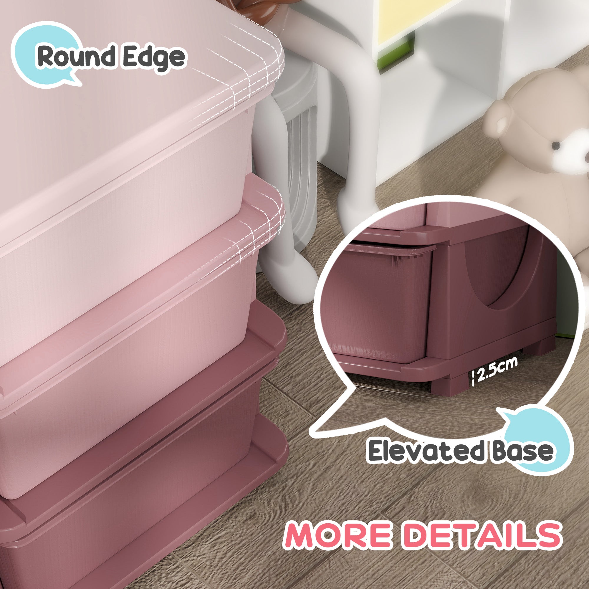 Qaba 3 Tier Kids Toy Organizer and Storage Bins with 9 Plastic Drawers, Pink-Toys & Games > Toddler & Kids Furniture > Baby & Kids Storage-DECOROLALA