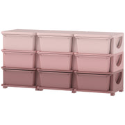 Qaba 3 Tier Kids Toy Organizer and Storage Bins with 9 Plastic Drawers, Pink-Toys & Games > Toddler & Kids Furniture > Baby & Kids Storage-DECOROLALA