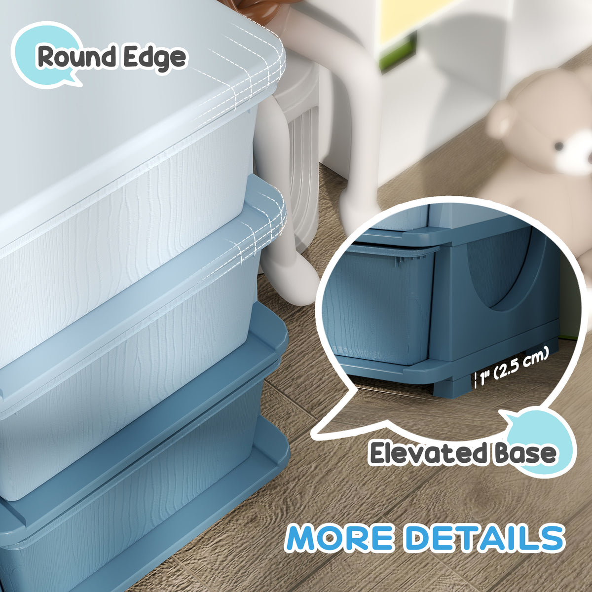 Qaba 3-Tier Kids Toy Organizer with 6 Storage Bins - Blue-Toys & Games > Toddler & Kids Furniture > Baby & Kids Storage-DECOROLALA