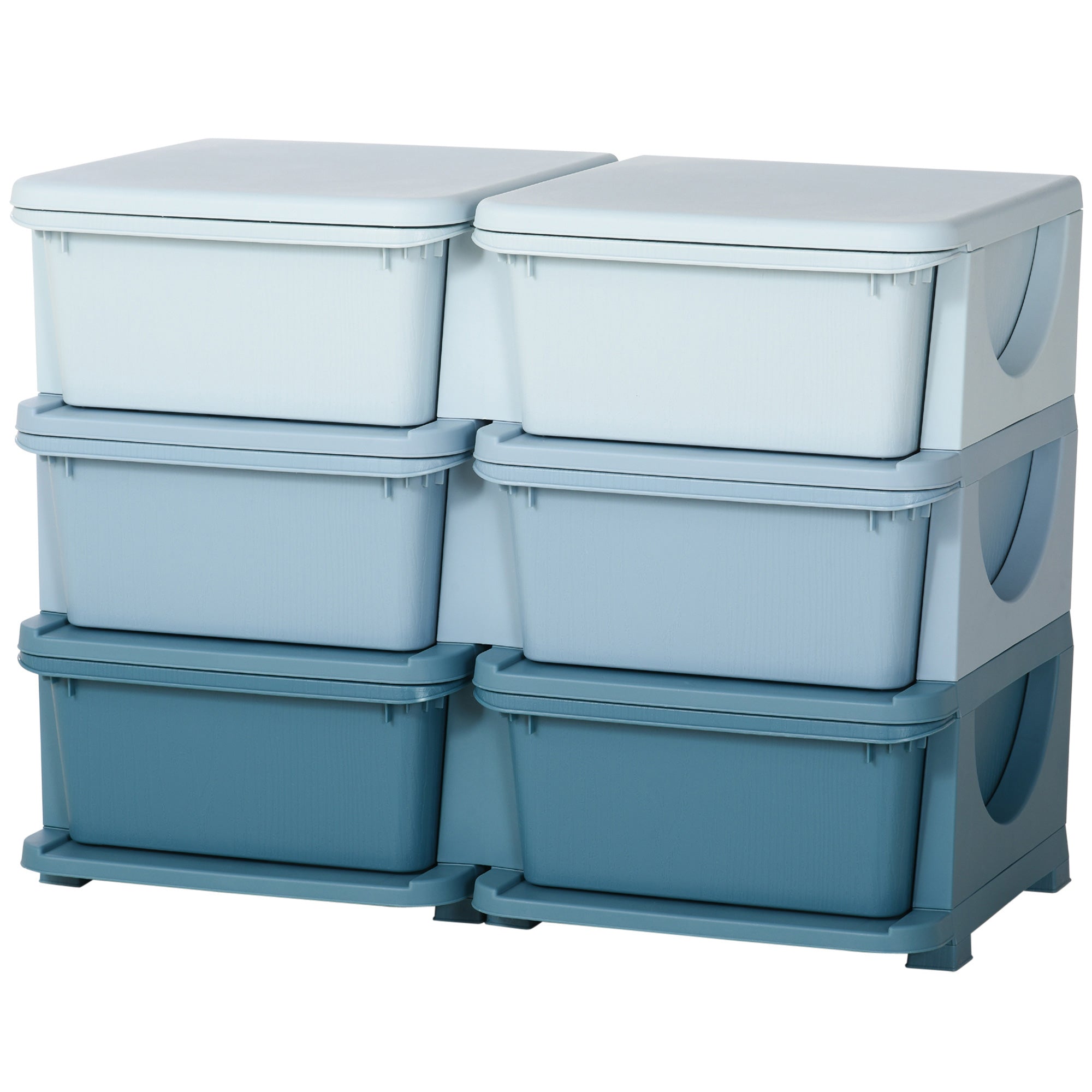 Qaba 3-Tier Kids Toy Organizer with 6 Storage Bins - Blue-Toys & Games > Toddler & Kids Furniture > Baby & Kids Storage-DECOROLALA