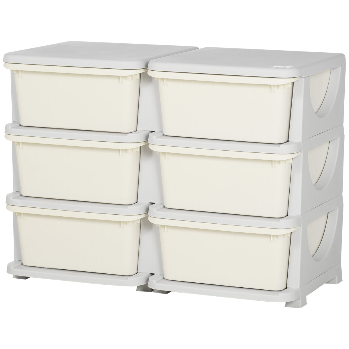 Qaba 3-Tier Kids Toy Storage Organizer with 6 Bins - Cream White-Toys & Games > Toddler & Kids Furniture > Baby & Kids Storage-DECOROLALA