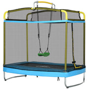 Qaba 3-in-1 Kids Trampoline with Gymnastics Bar and Swing-Trampolines-DECOROLALA