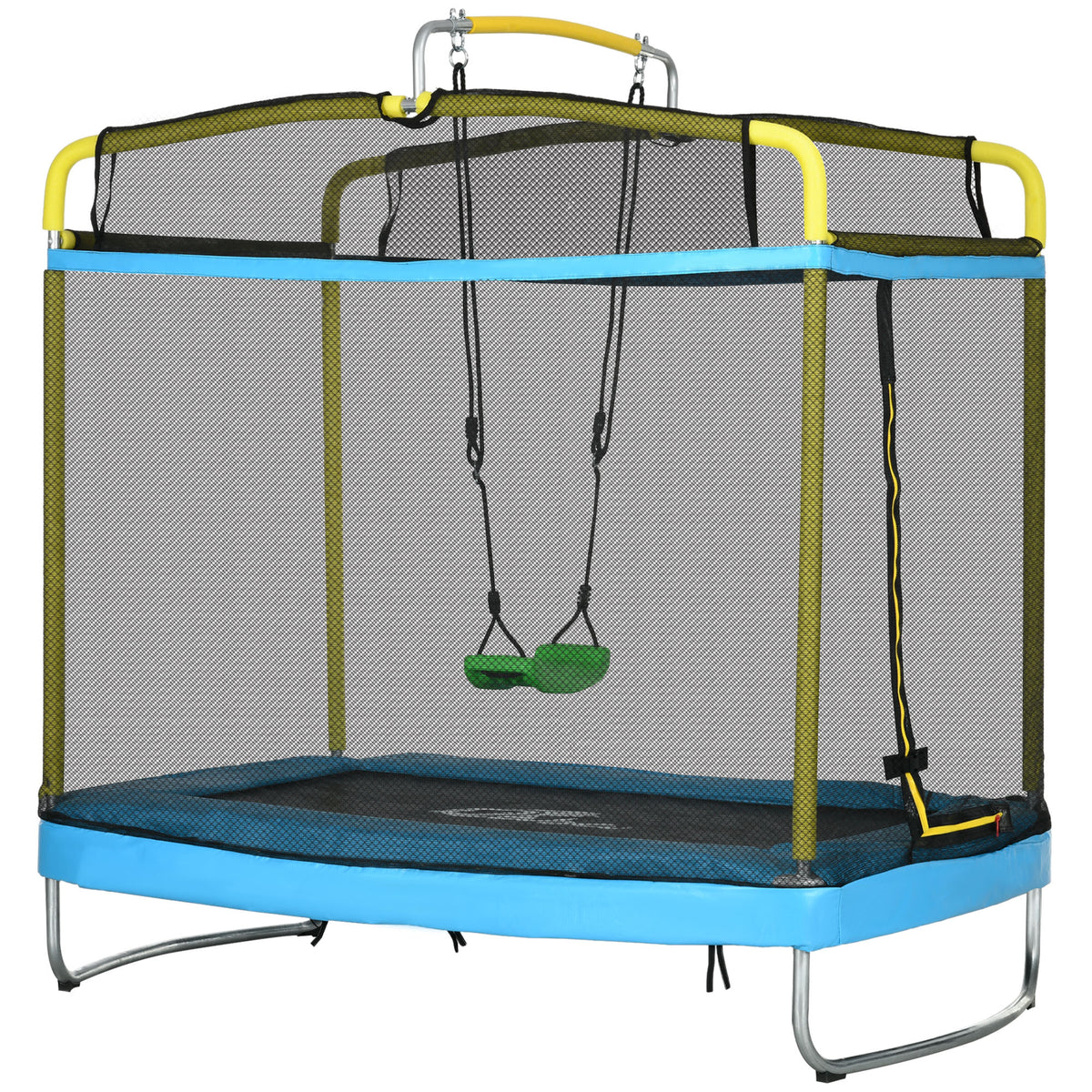 Qaba 3-in-1 Kids Trampoline with Gymnastics Bar and Swing-Trampolines-DECOROLALA
