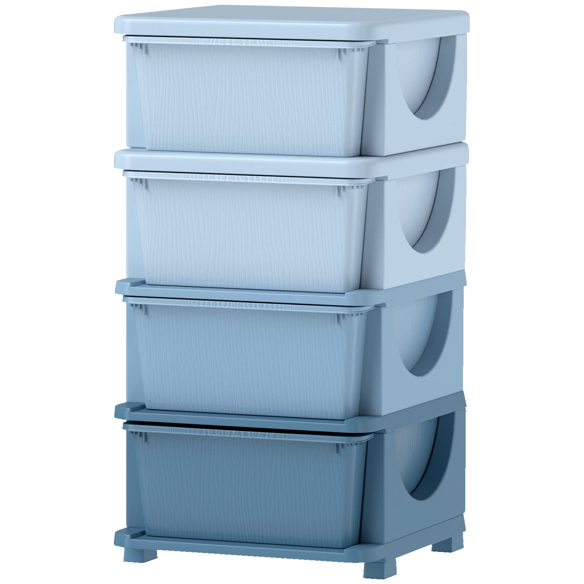 Qaba 4 Tier Kids Toy Organizer and Storage Bins with 4 Plastic Drawers, Blue-Toys & Games > Toddler & Kids Furniture > Baby & Kids Storage-DECOROLALA