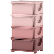 Qaba 4 Tier Kids Toy Organizer and Storage Bins with 4 Plastic Drawers, Pink-Toys & Games > Toddler & Kids Furniture > Baby & Kids Storage-DECOROLALA