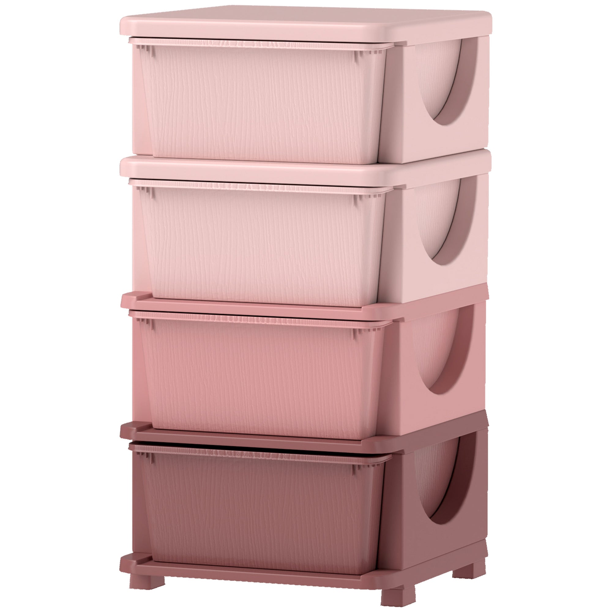Qaba 4 Tier Kids Toy Organizer and Storage Bins with 4 Plastic Drawers, Pink-Toys & Games > Toddler & Kids Furniture > Baby & Kids Storage-DECOROLALA