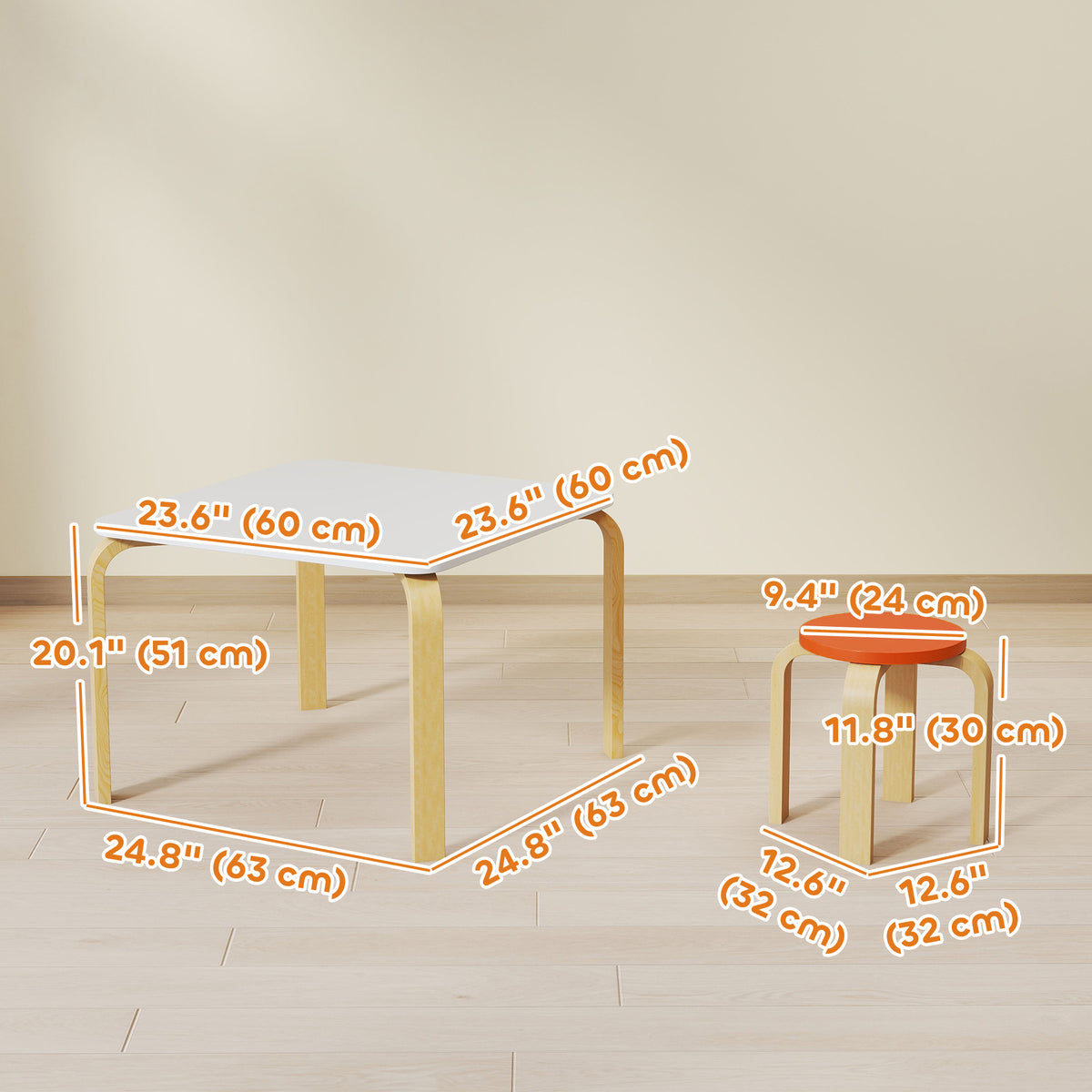 Qaba 5-Piece Kids Table and Stool Set - Multicolor Wood-Toys & Games > Toddler & Kids Furniture > Kids Table Sets-DECOROLALA