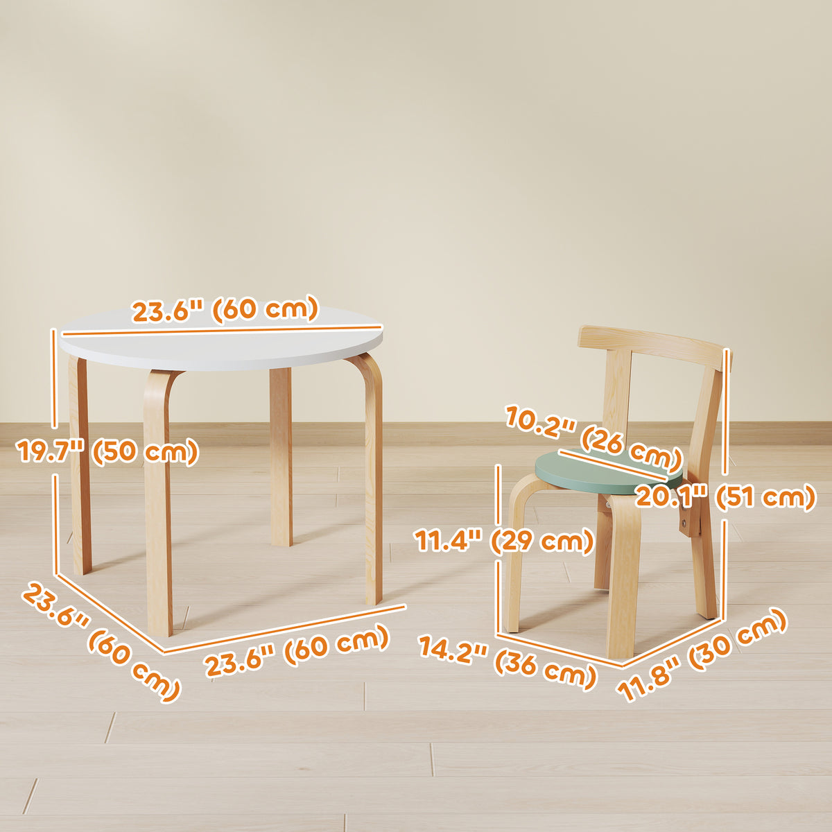Qaba 5-Piece Wooden Kids Table and Chairs Set - Green-Toys & Games > Toddler & Kids Furniture > Kids Table Sets-DECOROLALA
