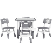 Qaba 5 Pieces Toddler Table and Chair Set, Height Adjustable Activity Table and Chair Set for Nursery Classroom, Grey-Toys & Games > Toddler & Kids Furniture > Kids Table Sets-DECOROLALA