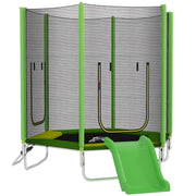 Qaba 85" Kids Trampoline with Slide, Ladder and Safety Net - Green-DECOROLALA
