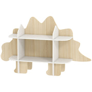 Qaba Dinosaur Kids Bookshelf - 6 Compartment Wood Bookcase Natural-Home Furnishings > Storage & Organization > Bookshelves & Bookcases-DECOROLALA