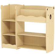 Qaba Kids Bookshelf and Toy Storage Organizer, 3 Tier Montessori Toy Organizer with Open Display for Nursery, Natural-Toys & Games > Toddler & Kids Furniture > Baby & Kids Storage-DECOROLALA