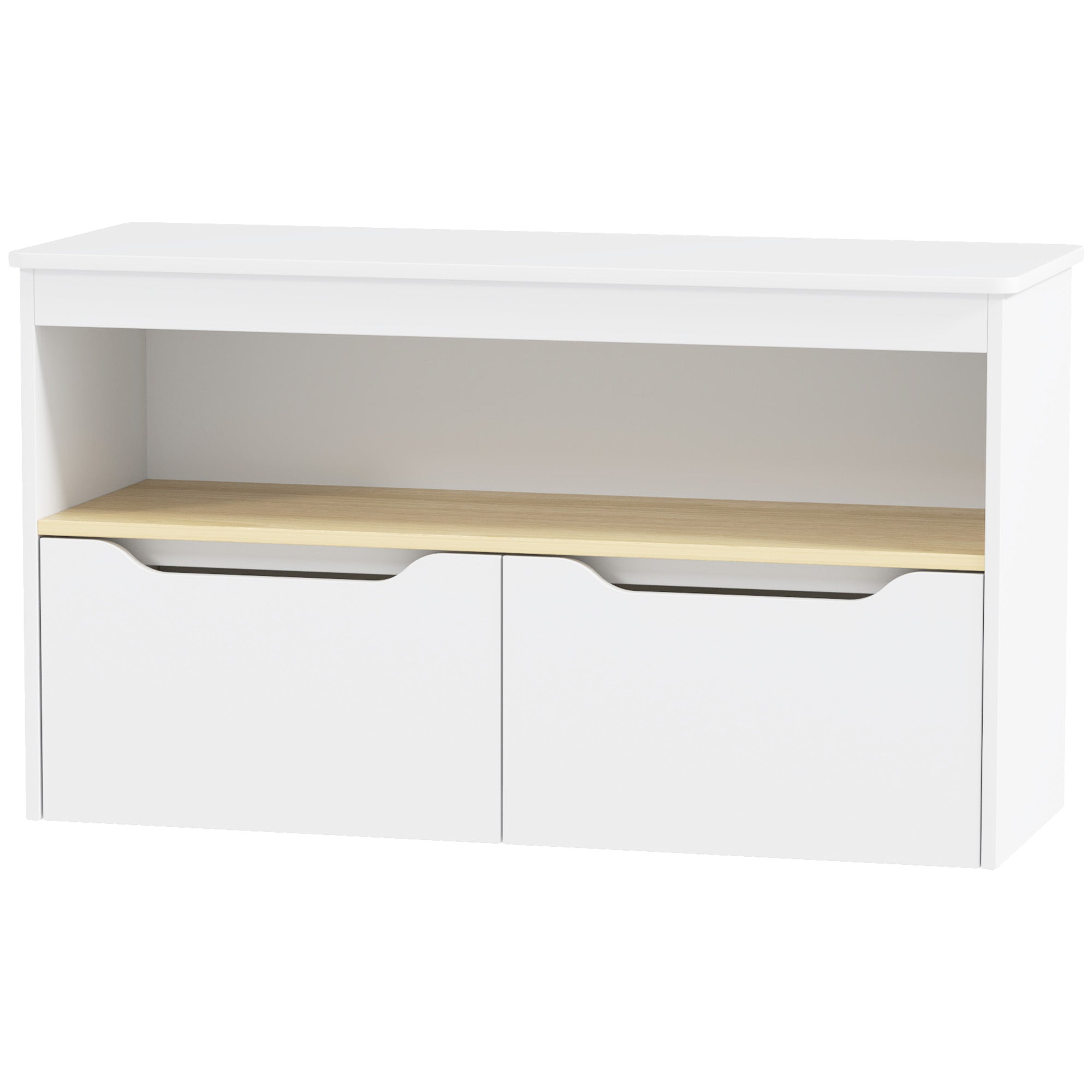 Qaba Kids Bookshelf with 2 Drawers, Large Tabletop, Shelf, for Nursery, Kids Room, Bedroom, Living Room, White-Toys & Games > Toddler & Kids Furniture > Baby & Kids Storage-DECOROLALA