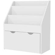 Qaba Kids Bookshelf with 3 Tier Display Shelves, Drawer for Nursery, White-Toys & Games > Toddler & Kids Furniture > Baby & Kids Storage-DECOROLALA