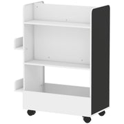 Qaba Kids Bookshelf with Wheels and Blackboard - White-Home Furnishings > Storage & Organization > Bookshelves & Bookcases-DECOROLALA