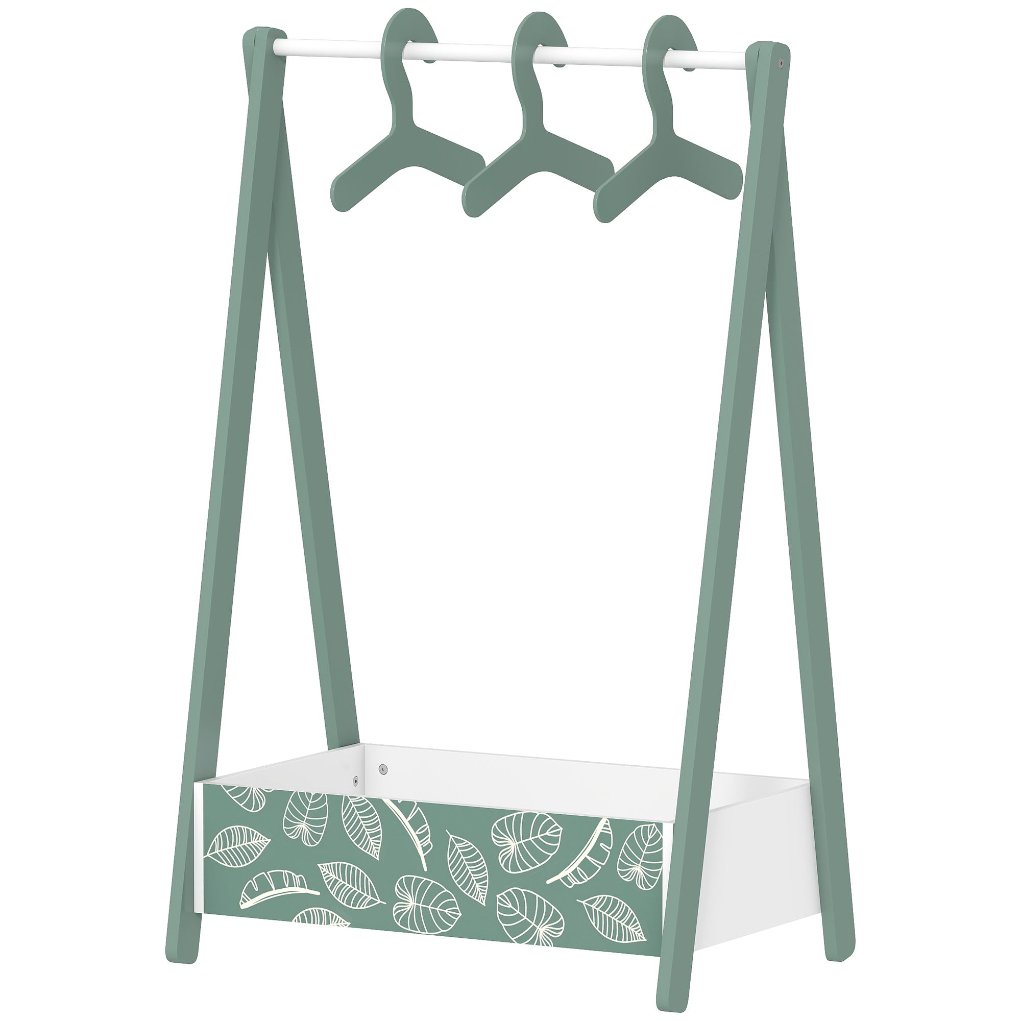 Qaba Kids Clothing Rack with Shelf and Hangers - Green-Toys & Games > Toddler & Kids Furniture > Kids Bedroom Furniture-DECOROLALA