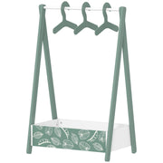 Qaba Kids Clothing Rack with Storage Shelf, Hangers, for Nursery Room, Living Room, Playroom, Green-Toys & Games > Toddler & Kids Furniture > Kids Bedroom Furniture-DECOROLALA