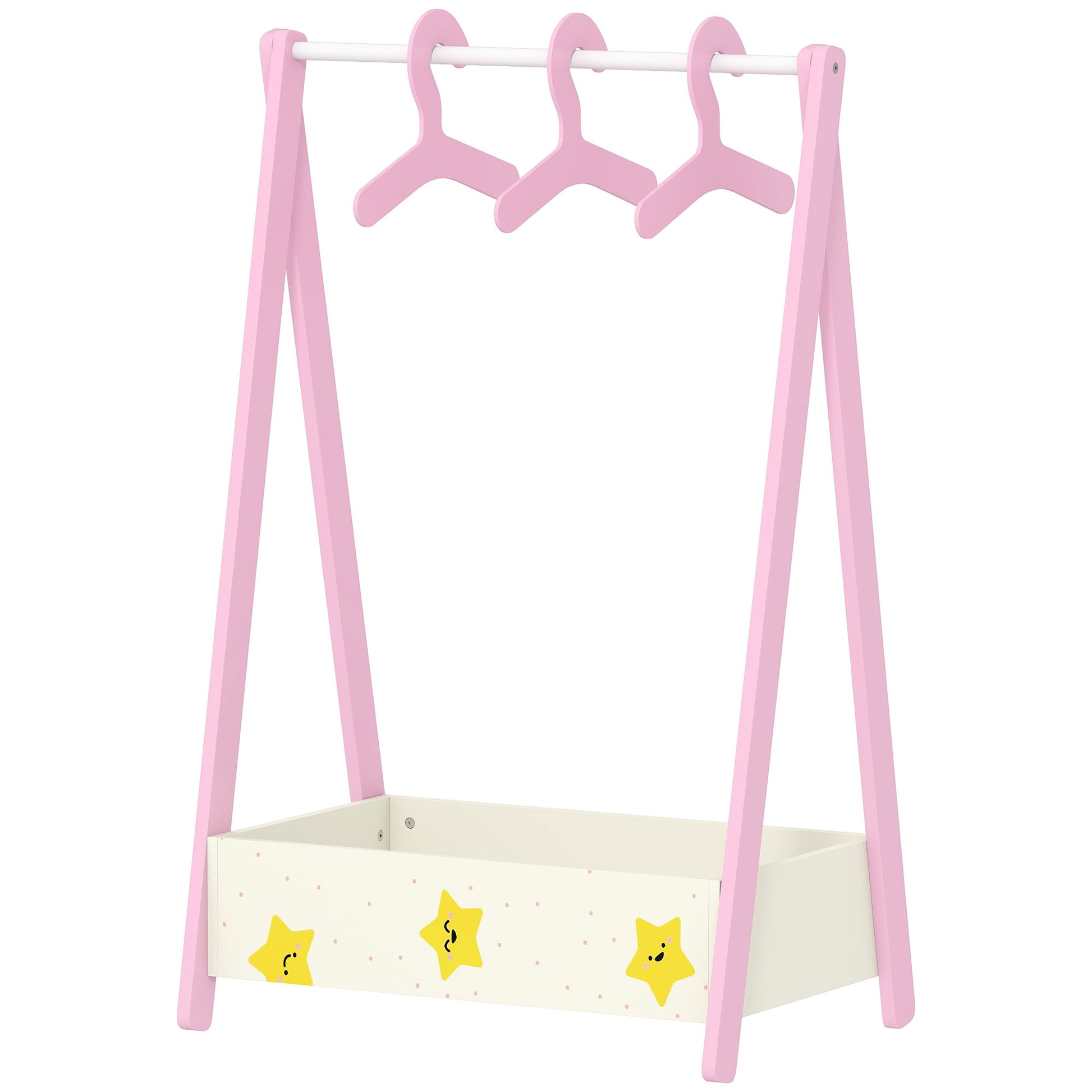 Qaba Kids Clothing Rack with Storage Shelf, Hangers, for Nursery Room, Living Room, Playroom, Pink-Toys & Games > Toddler & Kids Furniture > Kids Bedroom Furniture-DECOROLALA