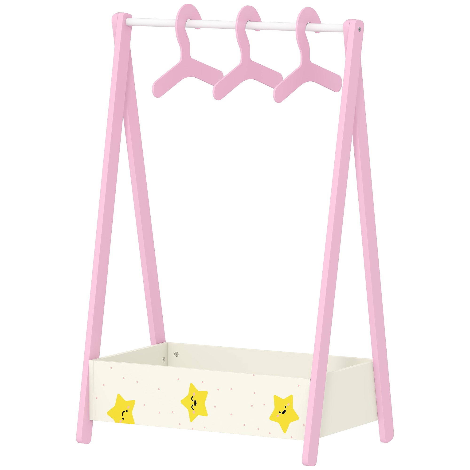 Qaba Kids Clothing Rack with Storage Shelf and Hangers - Pink-Toys & Games > Toddler & Kids Furniture > Kids Bedroom Furniture-DECOROLALA