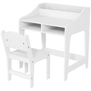 Qaba Kids Desk and Chair Set with Storage, Shelves for Bedroom, 3-8 Years Old, White-Toys & Games > Toddler & Kids Furniture > Kids Desk Sets-DECOROLALA