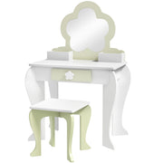 Qaba Kids Makeup Vanity Set with Stool, Mirror, Drawer, Storage Boxes, White-Toys & Games > Toddler & Kids Furniture > Kids Bedroom Furniture-DECOROLALA