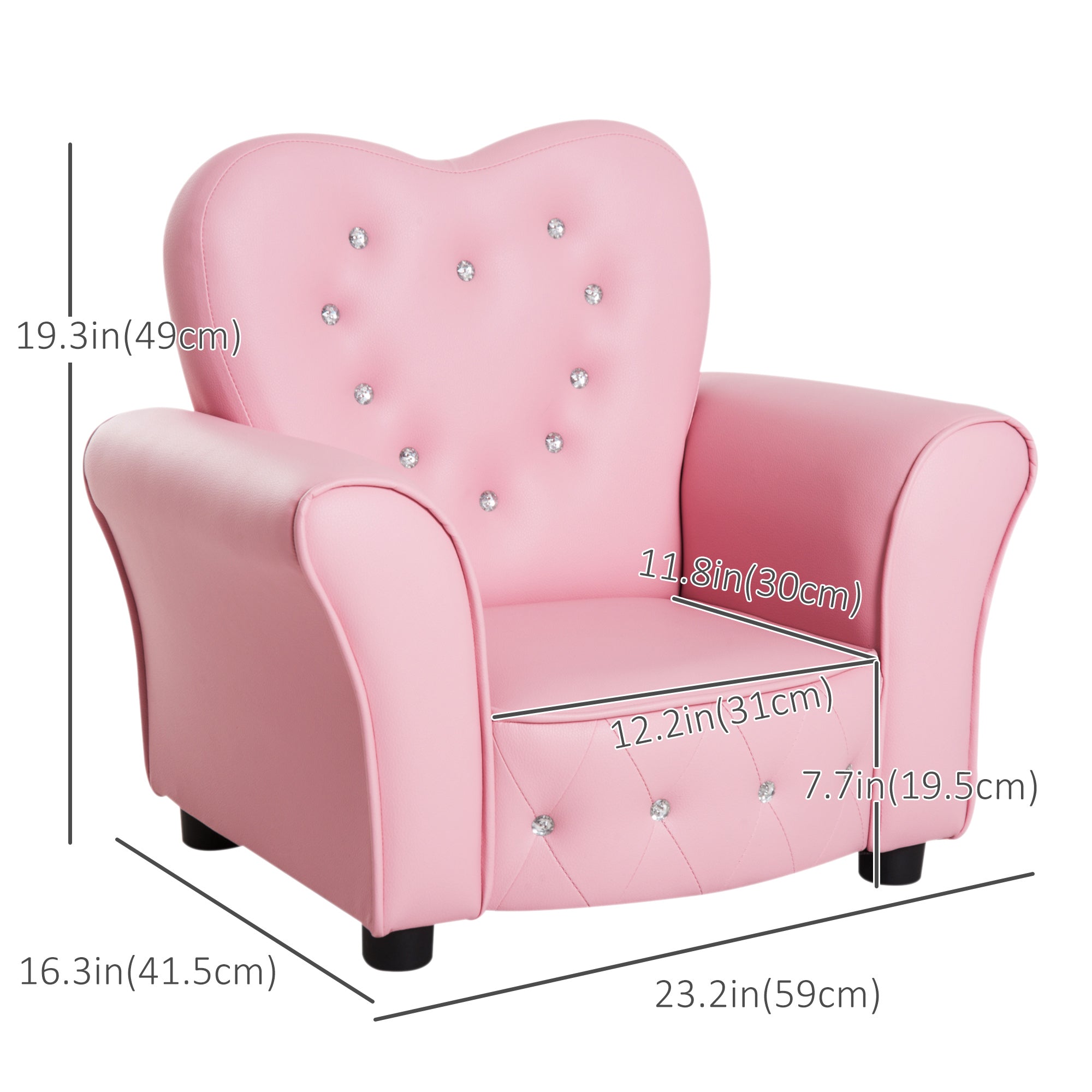 Qaba Kids Mini Princess Sofa Toddler Chair Children Upholstered Tufted Armchair Activity Couch Reclining Seat Boys Girls Furniture Pink-Toys & Games > Toddler & Kids Furniture > Kids Chairs & Seating-DECOROLALA