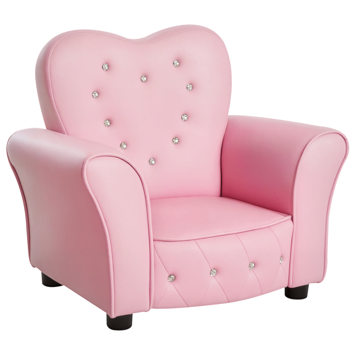 Qaba Kids Mini Princess Sofa Toddler Chair Children Upholstered Tufted Armchair Activity Couch Reclining Seat Boys Girls Furniture Pink-Toys & Games > Toddler & Kids Furniture > Kids Chairs & Seating-DECOROLALA