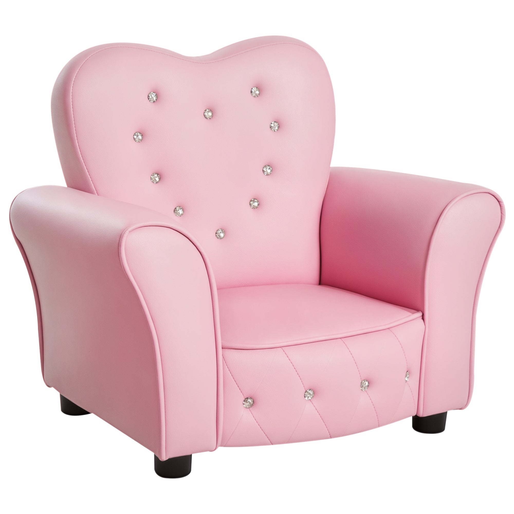 Qaba Kids Mini Princess Sofa Toddler Chair Children Upholstered Tufted Armchair Activity Couch Reclining Seat Boys Girls Furniture Pink-Toys & Games > Toddler & Kids Furniture > Kids Chairs & Seating-DECOROLALA