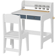 Qaba Kids Study Table and Chair Set, Art Desk and Chair Set with Storage Shelf and Drawers for 3-8 Year Old-Toys & Games > Toddler & Kids Furniture > Kids Desk Sets-DECOROLALA