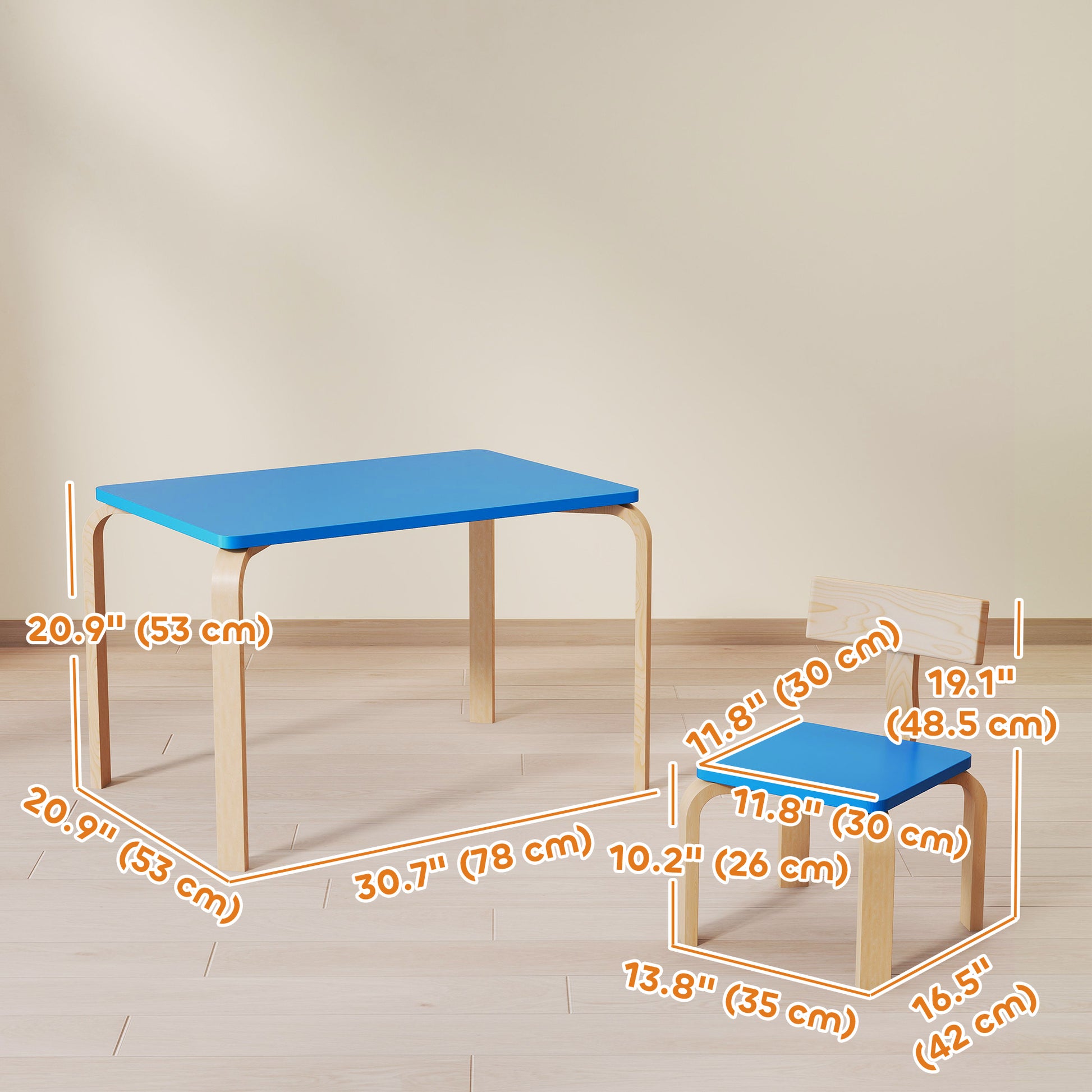 Qaba Kids Table and 2 Chair Set, Children Multi-Activity Furniture Set for Playing, Learning, Eating, Craft, Blue-Toys & Games > Toddler & Kids Furniture > Kids Table Sets-DECOROLALA