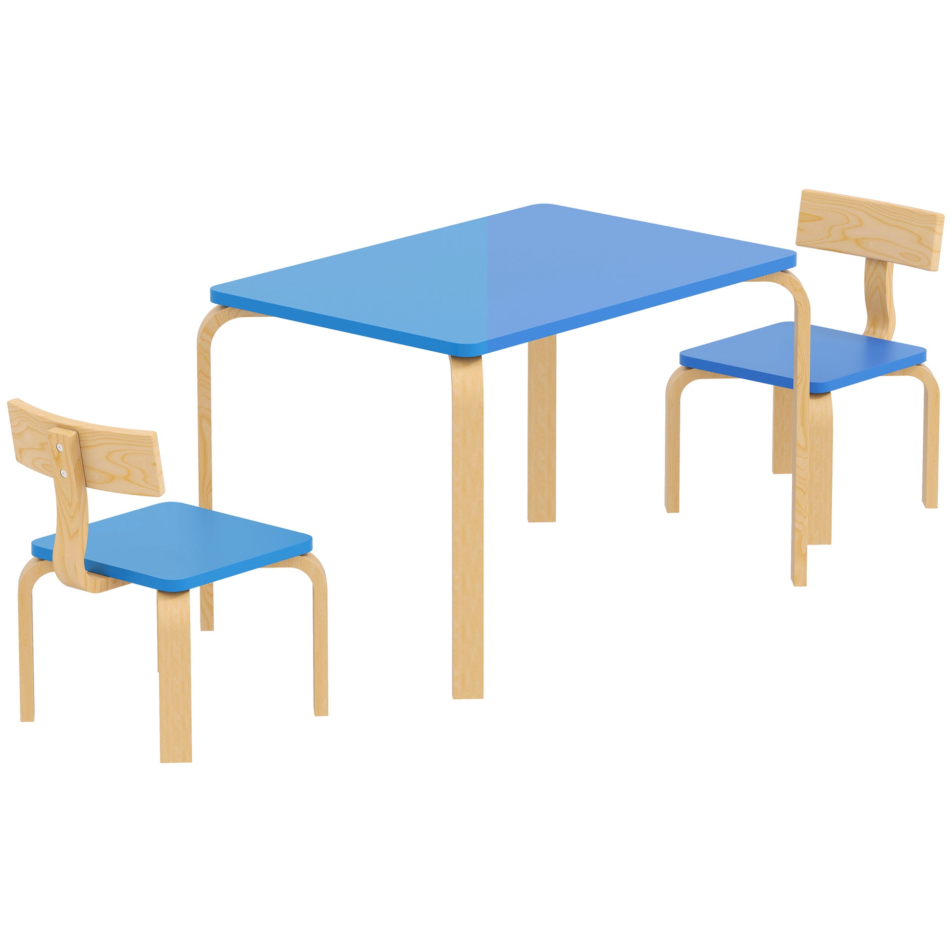 Qaba Kids Table and 2 Chair Set, Children Multi-Activity Furniture Set for Playing, Learning, Eating, Craft, Blue-Toys & Games > Toddler & Kids Furniture > Kids Table Sets-DECOROLALA
