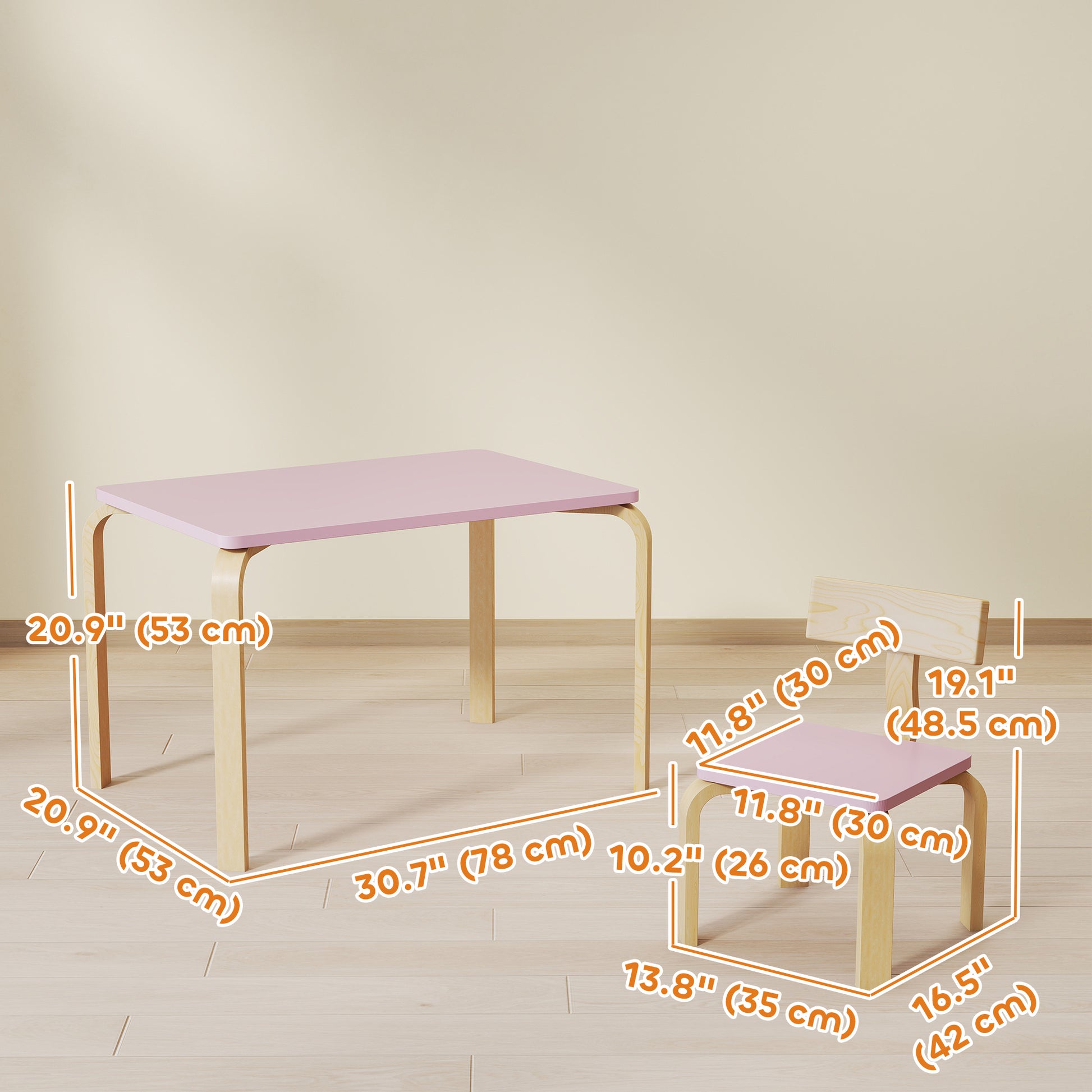 Qaba Kids Table and 2 Chair Set, Children Multi-Activity Furniture Set for Playing, Learning, Eating, Craft, Pink-Toys & Games > Toddler & Kids Furniture > Kids Table Sets-DECOROLALA