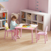 Qaba Kids Table and 2 Chairs Set - Pink Wooden Activity Set-Toys & Games > Toddler & Kids Furniture > Kids Table Sets-DECOROLALA