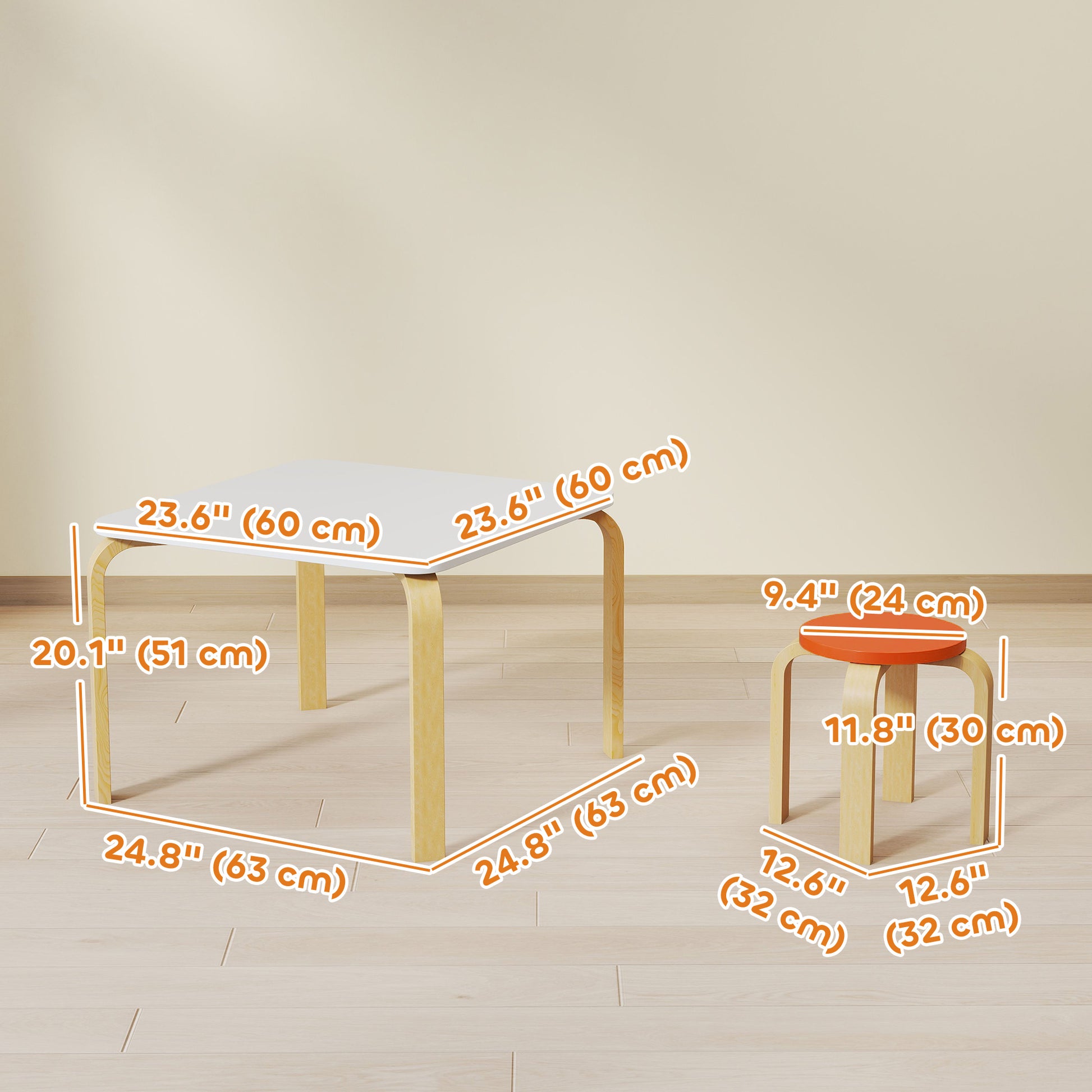 Qaba Kids Table and Chair Set, 5-Piece Children Furniture Set, Kids Table and 4 Chair Set for Daycare, Classroom, Playroom-Toys & Games > Toddler & Kids Furniture > Kids Table Sets-DECOROLALA