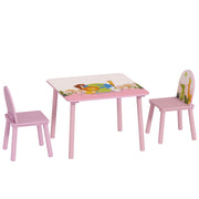 Qaba Kids Table and Chair Set, Toddler Table and 2 Chairs Set for Art, Craft, Reading, Learning, Pink-Toys & Games > Toddler & Kids Furniture > Kids Table Sets-DECOROLALA